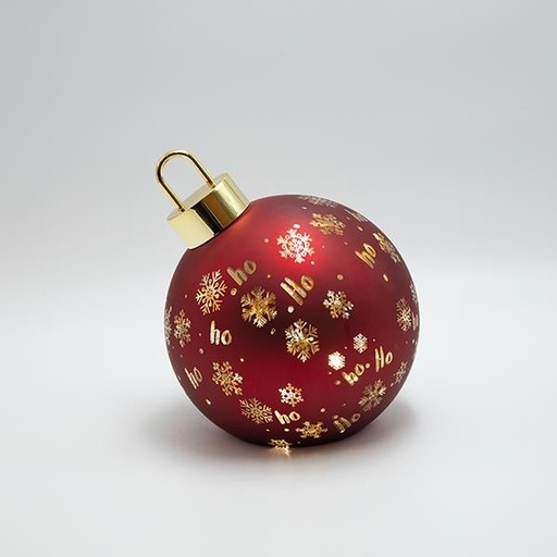 [600-47472] BOLA ILUMINADA, ROJA CON COPOS DE NIEVE, 18X21,5CM