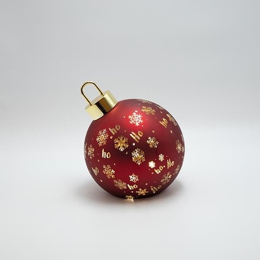 [600-47473] BOLA ILUMINADA, ROJA CON COPOS DE NIEVE, 15X18CM