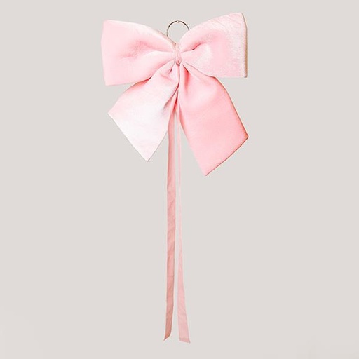 [600-47563] LAZO, TERCIOPELO ROSA, CON CINTA, 44CM