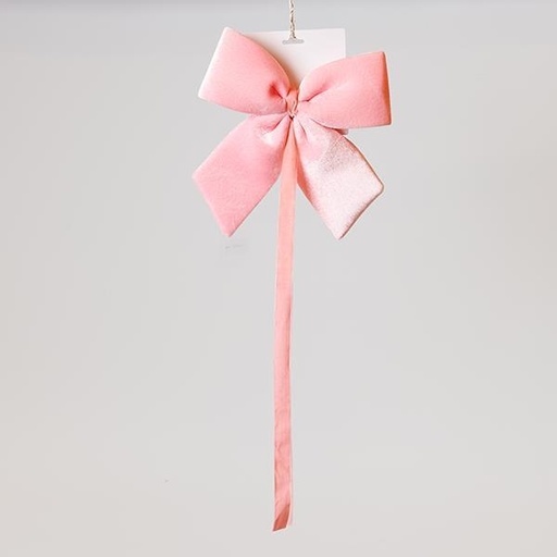 [600-47564] LAZO, TERCIOPELO ROSA, CON CINTA, 28CM