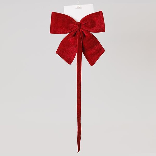 [600-47571] LAZO, TERCIOPELO BURDEOS, CON CINTA, 28 CM