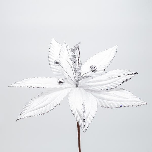 [600-47598] FLOR, BLANCA CON LÍNEA DE BRILLO DISCRETA, 30X20CM