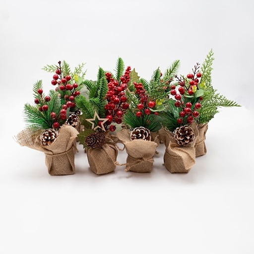 [600-47609] CAJA EXPOSITOR, MACETAS CON LINO, 3 DISEÑOS, 12 UDS, 22CM