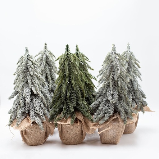 [600-47611] CAJA EXPOSITOR, ARBOLITOS CON LINO, 3 DISEÑOS, 6 UDS., 36CM