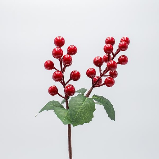 [600-47617] PICO CON FRUTOS ROJOS Y HOJAS VERDES, 30CM