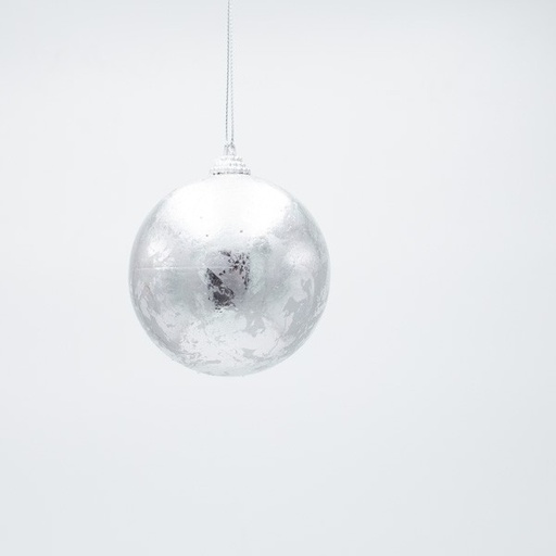 [600-47631] BOLA, PLATA METALIZADA, SET 6 PIEZAS, 8CM