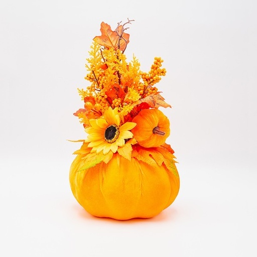 [600-47647] DECORACIÓN OTOÑAL CON GIRASOL Y NARANJAS, 21 CM
