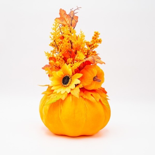 [600-47648] DECORACIÓN DE OTOÑO CON GIRASOL Y HOJA DE ARCE, 37CM