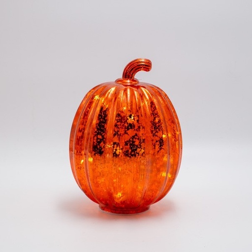 [600-47655] CALABAZA DE PLÁSTICO NARANJA ILUMINADA, CAJA DE PILAS 3XAAA, TEMPORIZADOR, 10 LED BLANCO CÁLIDO, 15X20CM, IP20