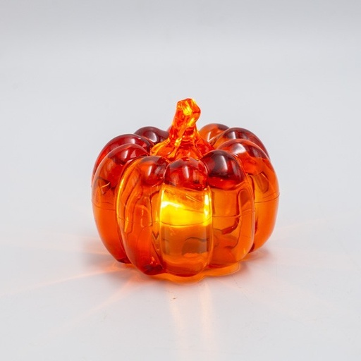 [600-47656] CALABAZA DE ACRÍLICO NARANJA ILUMINADA, CAJA DE PILAS 3XLR44, LED BLANCO CÁLIDO, 8X8X7, IP20