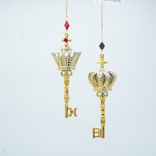 [600-47670] LLAVE DE PLÁSTICO, DORADA CON GEMAS, 2 DISEÑOS, 5,5X3,3X17,3CM