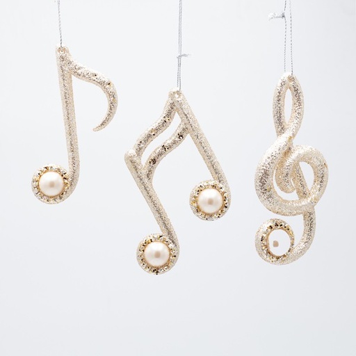 [600-47674] NOTAS MUSICALES, CHAMPÁN CON PERLA, 3 DISEÑOS, 11,9X12,5X12CM