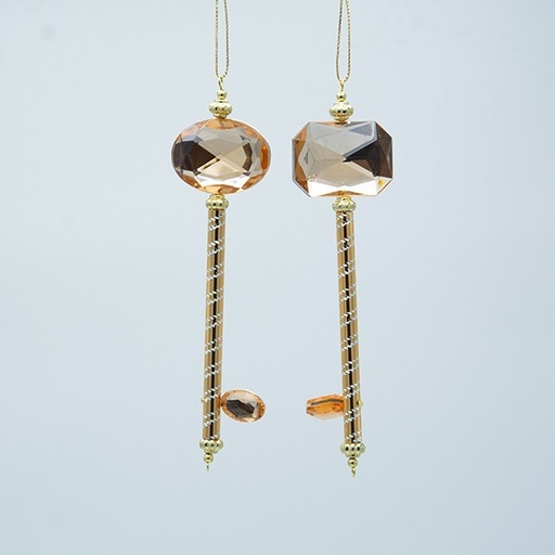 [600-47692] LLAVE DE PLÁSTICO, DORADA CON GEMA DORADA, 2 DISEÑOS, 4,3X1,3X15,5CM