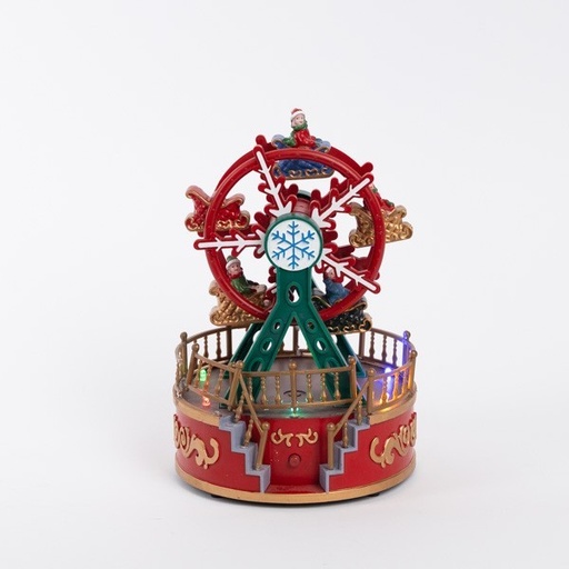 [600-47709] NORIA, VERDE ROJA, CON LUZ, MÚSICA Y MOVIMIENTO, FUNCIONA A PILAS, 13X13X18,5CM