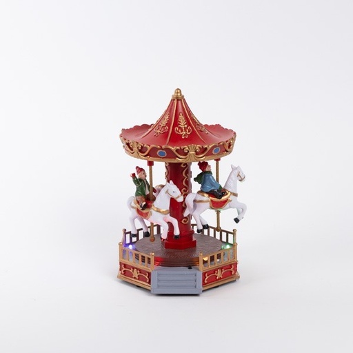 [600-47710] PEQUEÑO CARRUSEL, CON LUZ, MÚSICA Y MOVIMIENTO, FUNCIONA A PILAS, 12,5X13X18,8CM