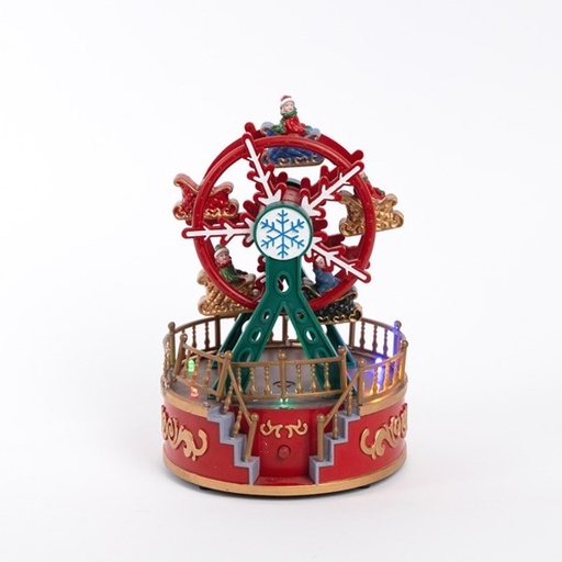 [600-47714] NORIA, CON COPO DE NIEVE, CON LUZ, MÚSICA Y MOVIMIENTO, FUNCIONA A PILAS, 13X13X18,5CM