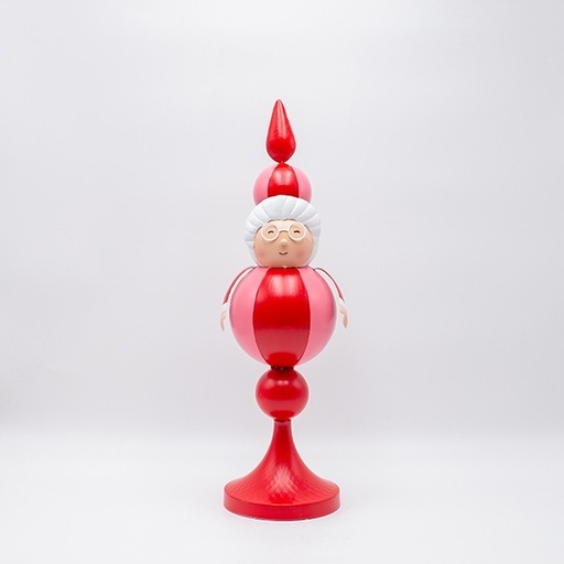 [600-47744] SEÑORA SANTA CLAUS ROJO ROSA, METAL, 14X13X45CM