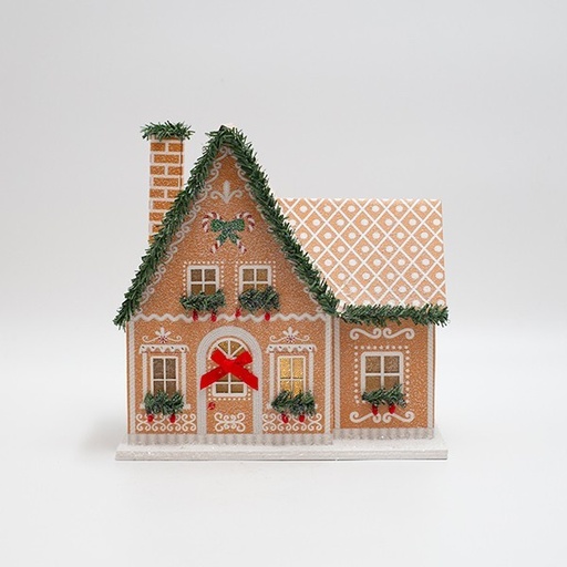 [600-47746] CASA DE PAPEL, BEIGE, ILUMINADA, 20,5X11X20,5CM