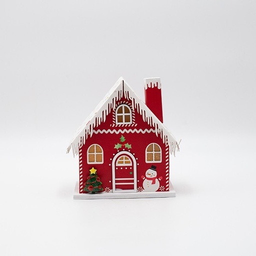 [600-47748] CASA DE PAPEL, ROJA, ILUMINADA, 13X9X15CM