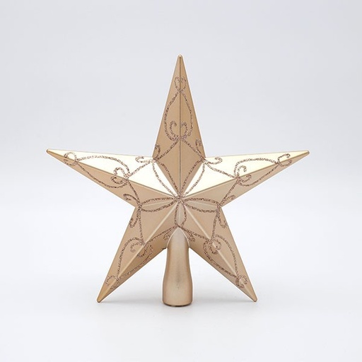 [600-47805] ÁRBOL DE COPA DE PLÁSTICO, COLOR CHAMPÁN, CON PURPURINA COLOR CHAMPÁN, 20 CM