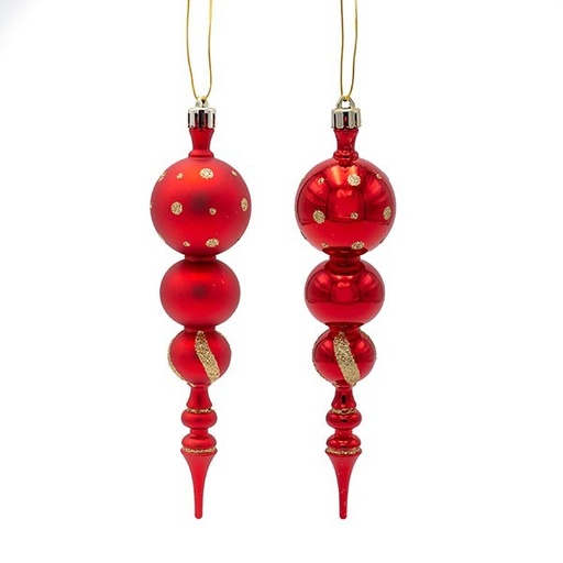 [600-47821] ADORNO DE PLÁSTICO, ESTALACTITA, ORO ROJO, JUEGO DE 4 PIEZAS, 18 CM