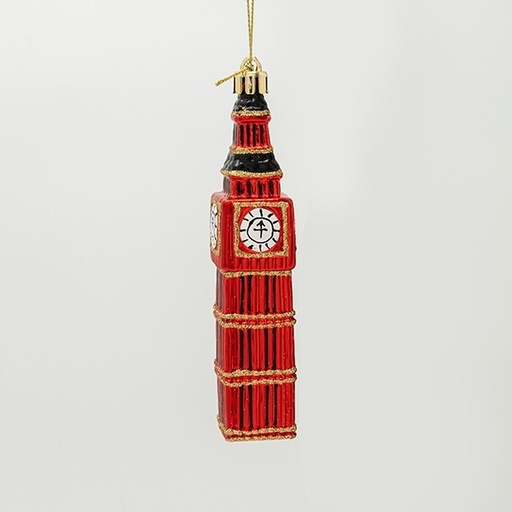 [600-47843] ADORNO DE PLÁSTICO, BIG BEN, ROJO, 13,5 CM