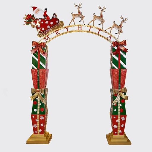 [600-47849] ARCO METÁLICO CON REGALOS Y TRINEO, 221X43X303CM