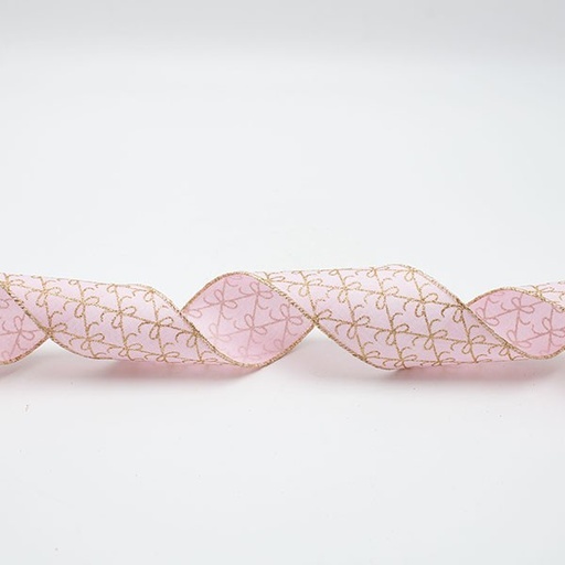 [600-47855] CINTA ROSA CON LAZOS DE CHAMPÁN, 914X6,3CM