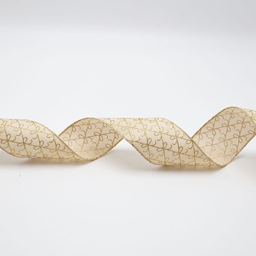 [600-47863] CINTA BEIGE CON LAZOS CHAMPÁN, 914X6,3CM