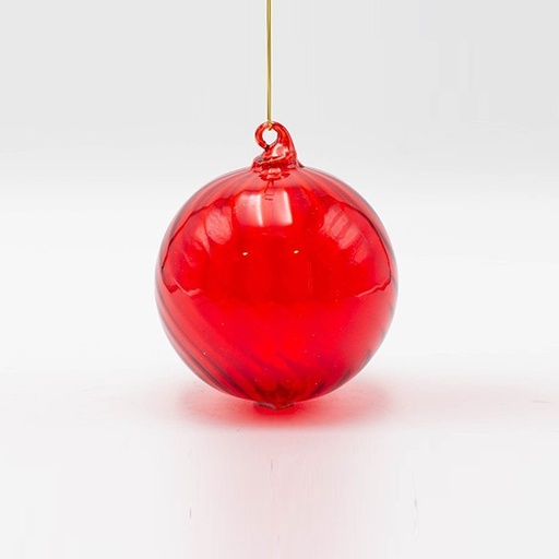 [600-47890] BOLA DE CRISTAL, ROJO TRANSPARENTE, SET DE 4 PIEZAS, 8 CM