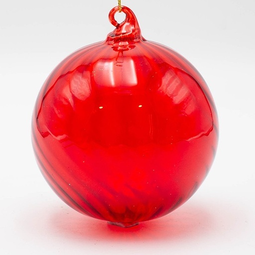 [600-47891] BOLA DE CRISTAL, ROJO TRANSPARENTE, SET DE 4 PIEZAS, 10 CM