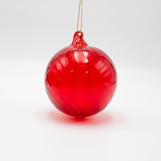 [600-47892] BOLA DE CRISTAL, ROJO TRANSPARENTE, SET DE 2 PIEZAS, 12 CM