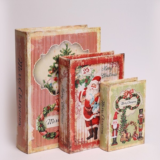 [600-47919] LIBROS DECORATIVOS, VINTAGE, DE MADERA, SET DE 3 PIEZAS, 30X22X7.5, 23X17X6 Y 16X11X4.5CM