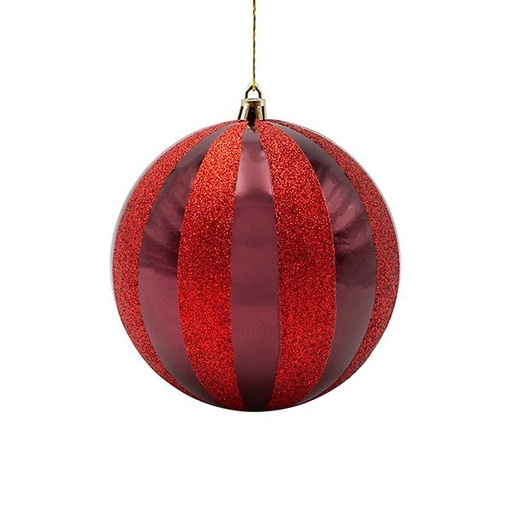 [600-47962] BOLAS DE PLÁSTICO COLOR BURDEOS CON PURPURINA ROJA, JUEGO DE 2 UNIDADES, 15 CM