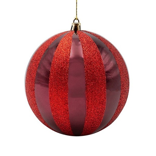 [600-47963] BOLAS DE PLÁSTICO COLOR BURDEOS CON PURPURINA ROJA, JUEGO DE 2 UNIDADES, 20 CM