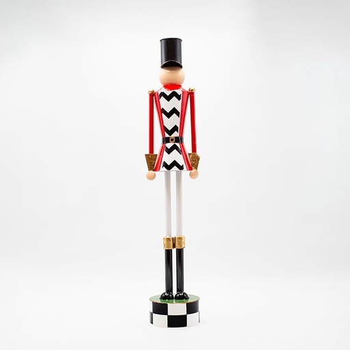 [600-47983] CASCANUECES METÁLICO, CUADROS NEGROS CON ROJO, 90 CM