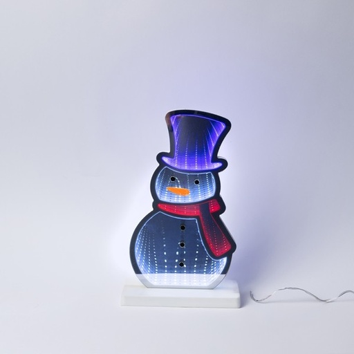 [600-48021] MUÑECO DE NIEVE 17,5X5,5X33CM, ESPEJO DECORATIVO CON CINTA LED, ADAPTADOR, 87 LED, MULTI LED, CABLE 3M, IP44