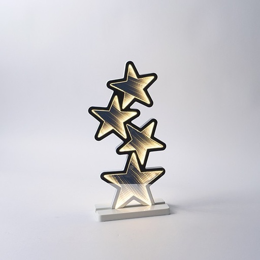 [600-48022] ESTRELLAS 21X15,5X41CM, ESPEJO DECORATIVO CON CINTA LED, ADAPTADOR, 117 LED, LED BLANCO CÁLIDO, CABLE 3M, IP44