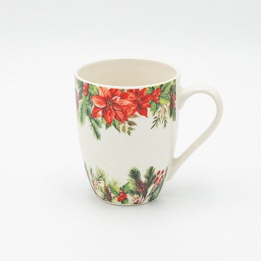 [600-48026] TAZA CON FLOR DE PASCARA DE NOCHE ROJA, 350 ML