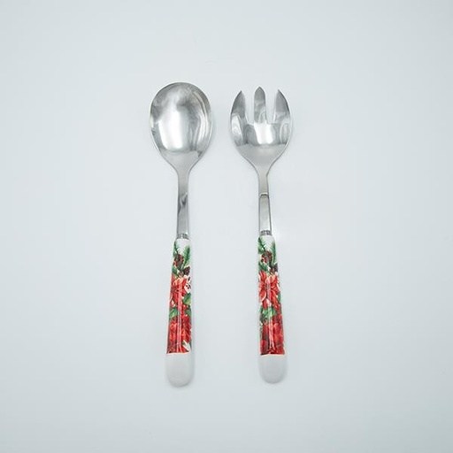 [600-48028] JUEGO DE CUCHARAS CON FLOR DE FLOR ROJO