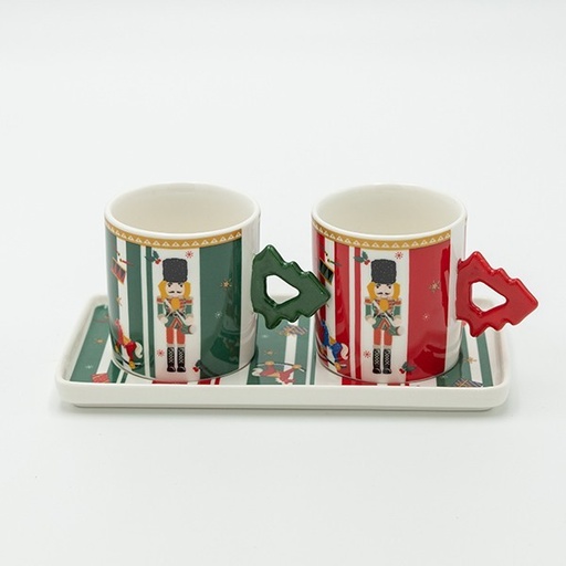 [600-48035] TAZAS DE ESPRESSO CON CASCANUECES Y PLATO, JUEGO DE 2 PIEZAS