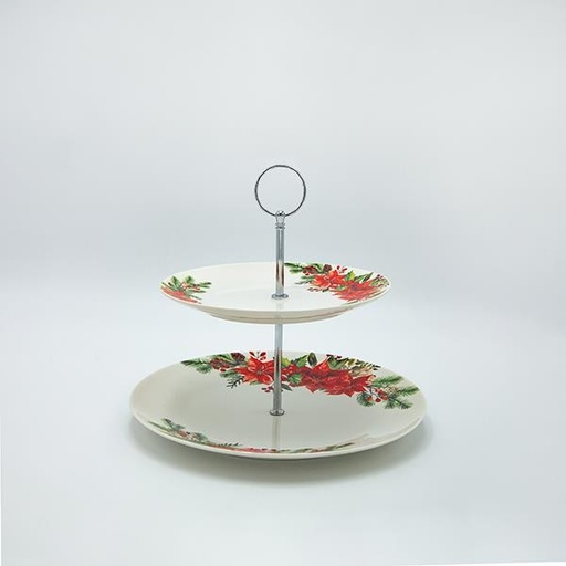 [600-48040] PLATO DE 2 NIVELES CON FLOR DE PASIÓN ROJA