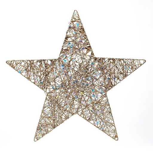 [600-48051] ESTRELLA CON HILO CHAMPÁN Y ESTRELLITAS IRIDISCENTES, 100CM