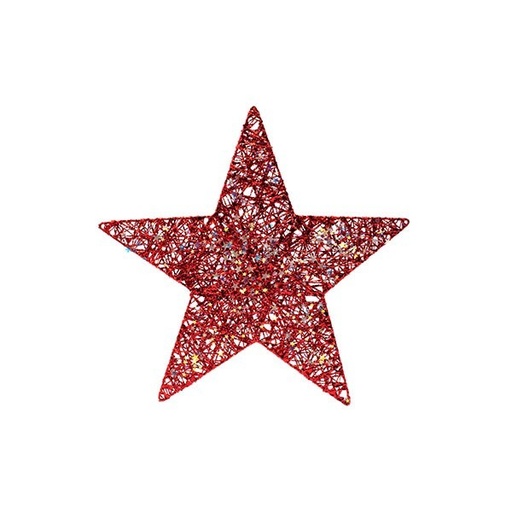 [600-48052] ESTRELLA CON HILO ROJO Y ESTRELLITAS IRIDISCENTES, 30CM