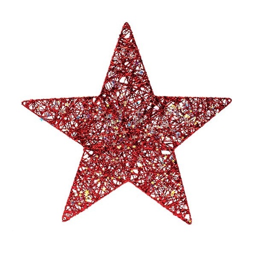 [600-48053] ESTRELLA CON HILO ROJO Y ESTRELLITAS IRIDISCENTES, 40CM