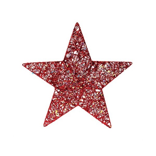 [600-48055] ESTRELLA CON HILO ROJO Y ESTRELLITAS IRIDISCENTES, 70CM