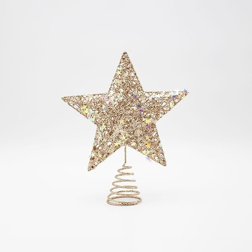 [600-48060] COPA DE ÁRBOL CON HILO DE CHAMPÁN Y ESTRELLAS IRIDISCENTES, 20X23CM