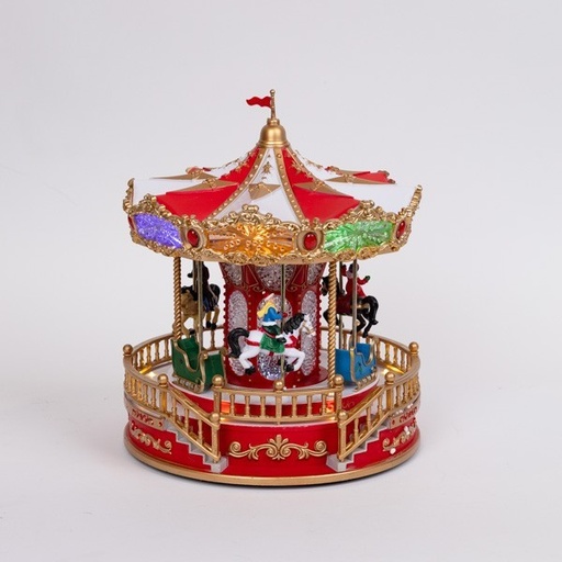 [600-48075] CARRUSEL, ORO ROJO, CON MÚSICA, MOVIMIENTO Y LUZ, CON TRANSFORMADOR, 23,2X23X2X28X2CM