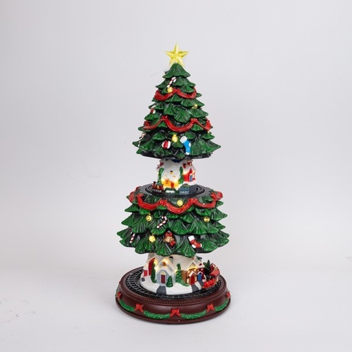 [600-48077] ÁRBOL DE NAVIDAD QUE SUBE Y BAJA, CON MÚSICA, MOVIMIENTO Y LUZ, CON TRANSFORMADOR, 23,5X23,5X45,5CM
