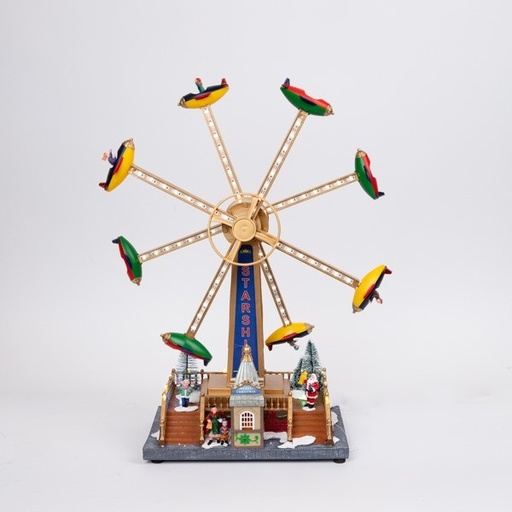 [600-48078] NORIA LUNA PARK CON AVIONES, CON MÚSICA, MOVIMIENTO Y LUZ, CON TRANSFORMADOR, 36,5X19X47,5CM